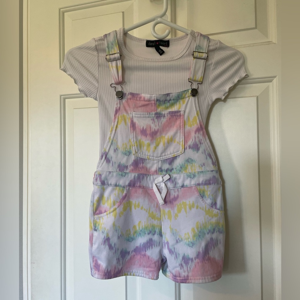 Derek Heart Pastel Tie-Dye Kids Overalls